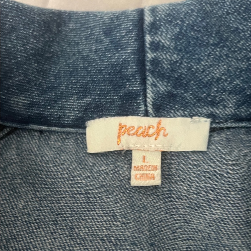 PEACH Women's Denim JACKET Blazer - Blue Jean never worn size L - Picture 6 of 17